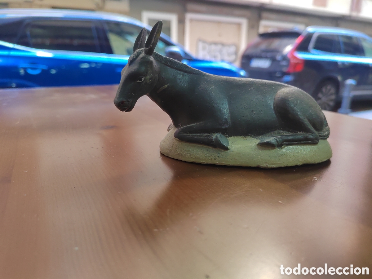 Antig&uuml;edades: Figura de Bel&eacute;n burro de barro - Foto 1