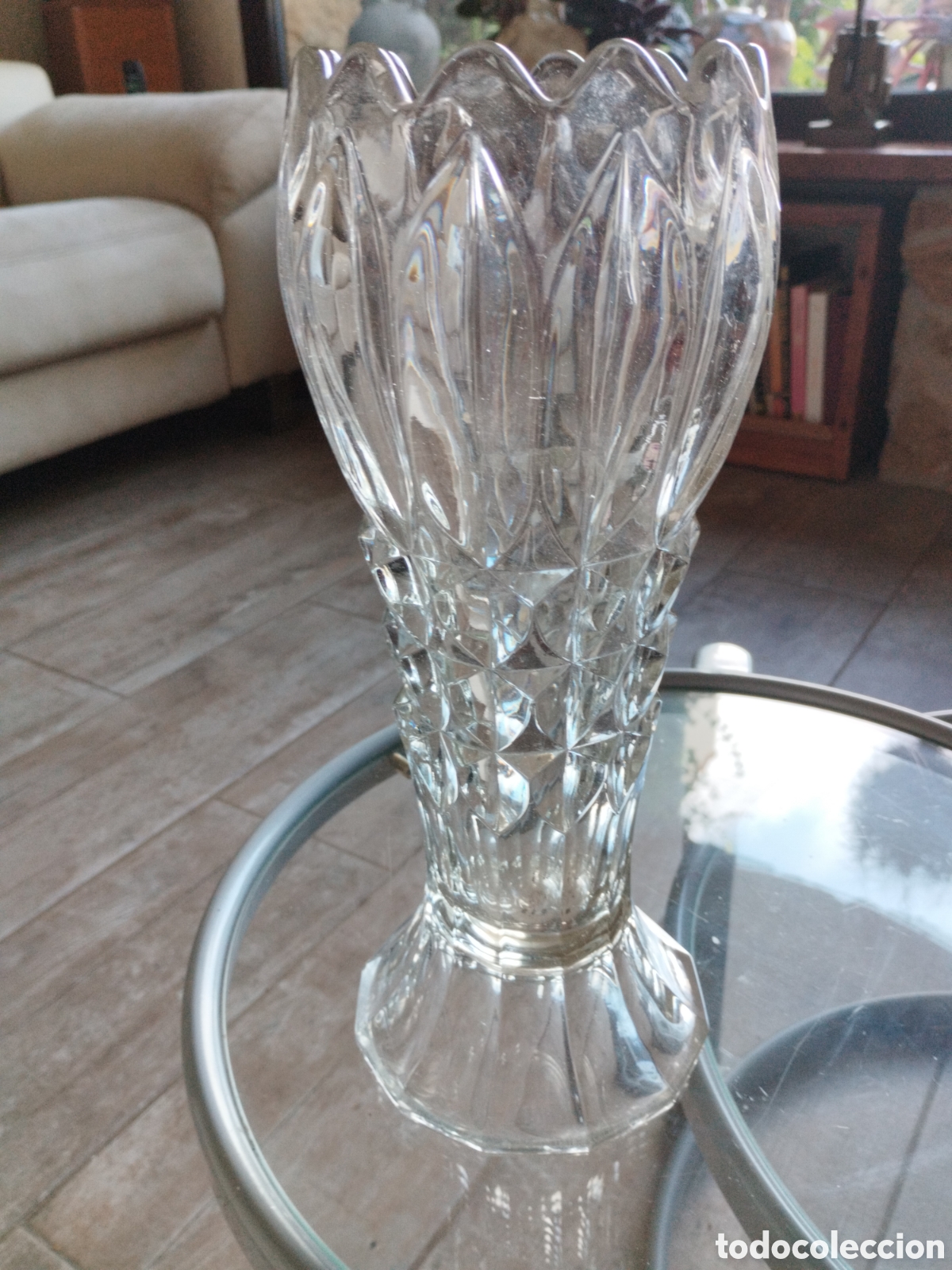 Antig&uuml;edades: *JARR&Oacute;N DE CRISTAL TALLADO. 32 CM. (Rf: CB-84 .) - Foto 1