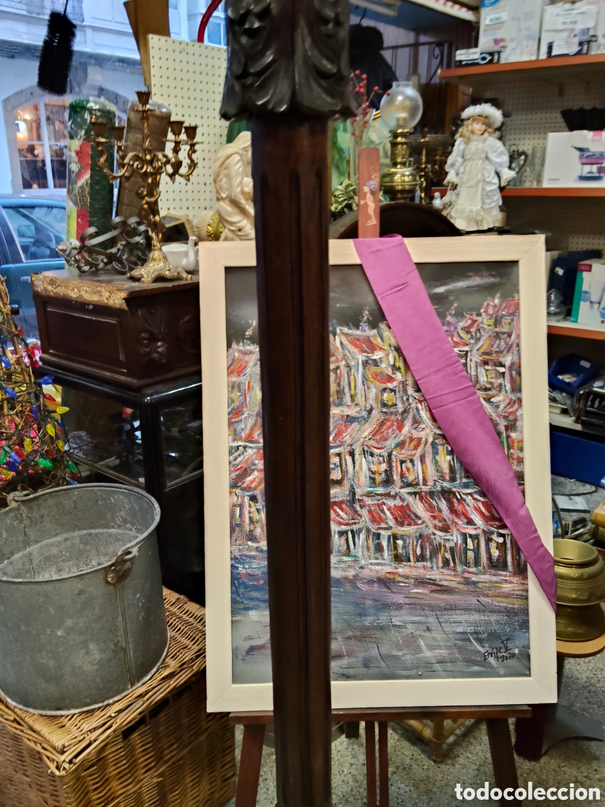 Antig&uuml;edades: Magn&iacute;fica l&aacute;mpara de madera de pie - Foto 2