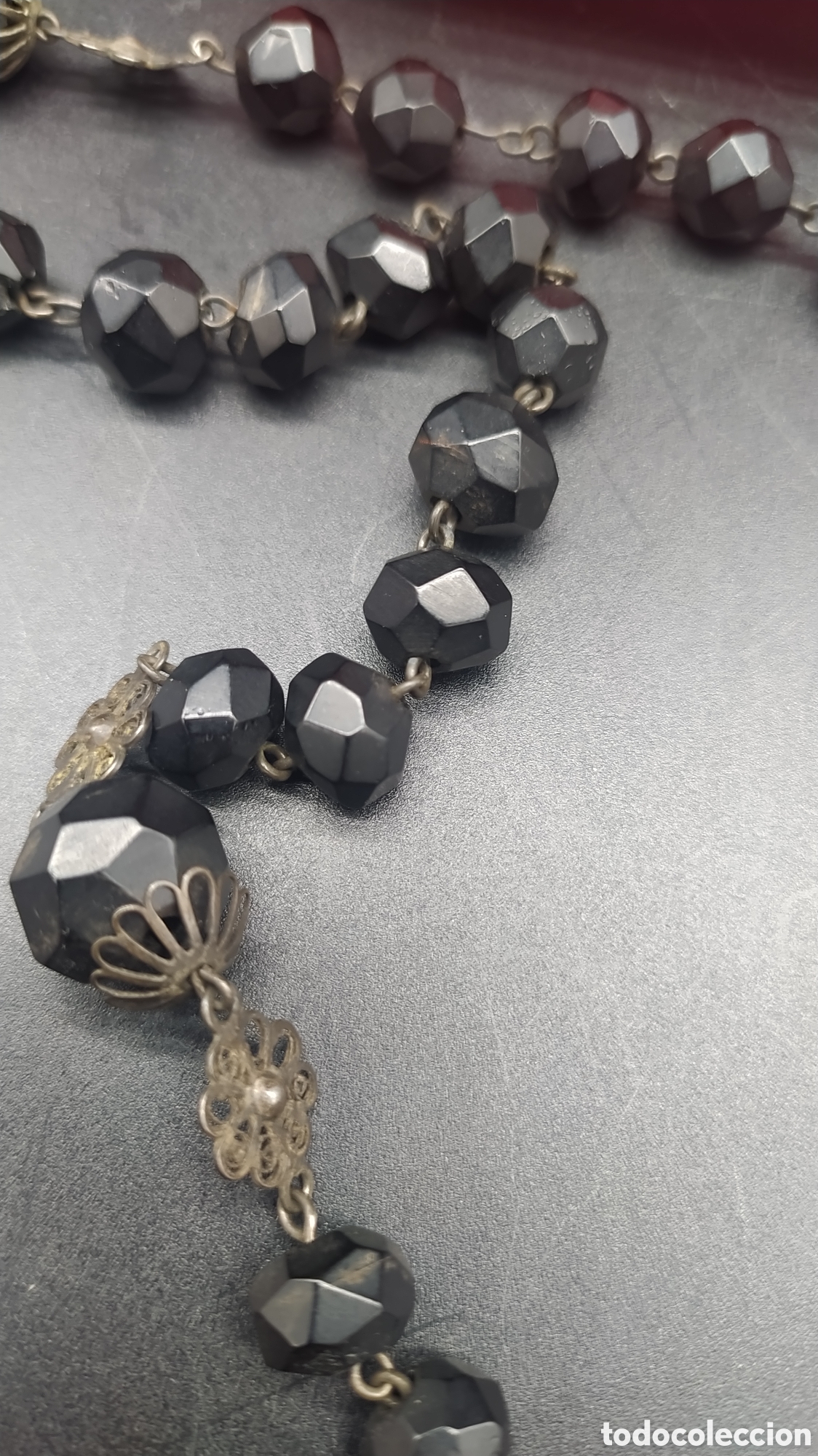 Antig&uuml;edades: Rosario de azabache y plata - Foto 15