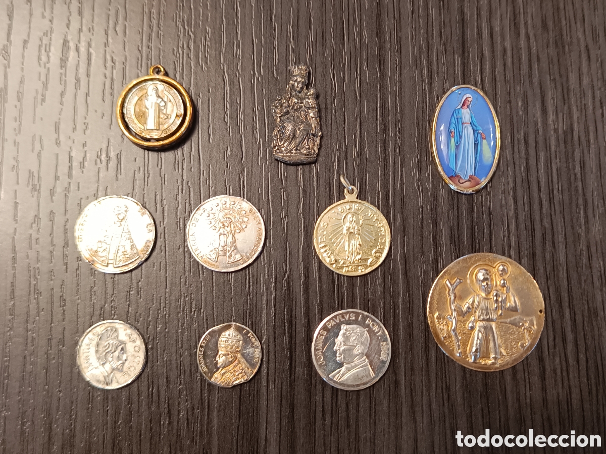 Antig&uuml;edades: Lote 10 Objetos Art&iacute;culos Eclesi&aacute;sticos - Foto 1