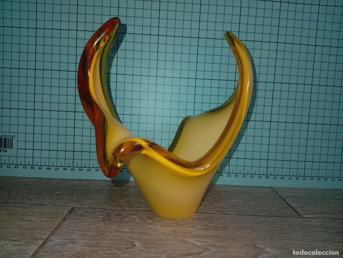 Antig&uuml;edades: Centro mesa murano amarillo vintage - Foto 2