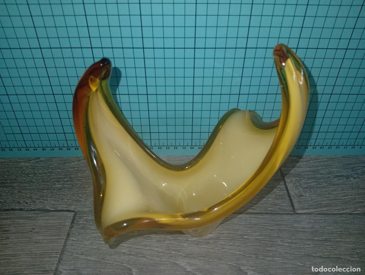 Antig&uuml;edades: Centro mesa murano amarillo vintage - Foto 4