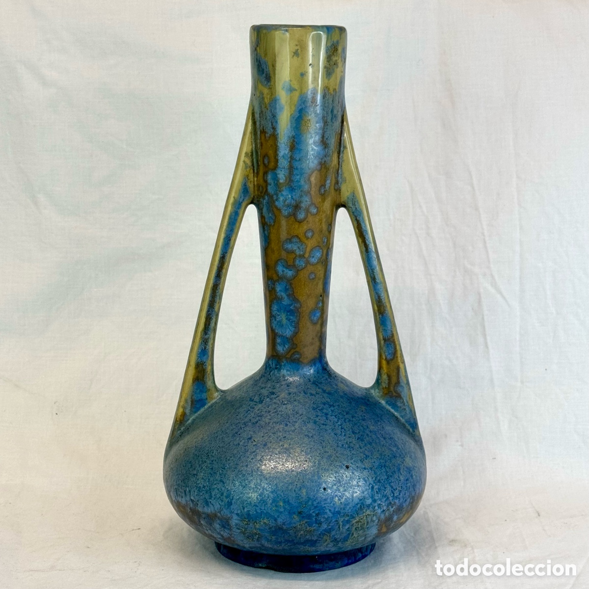 Antig&uuml;edades: ANTIGUO JARRON CERAMICA GRES PIERREFONDS ASAS P. S. XX DECO NOUVEAU FRANCIA