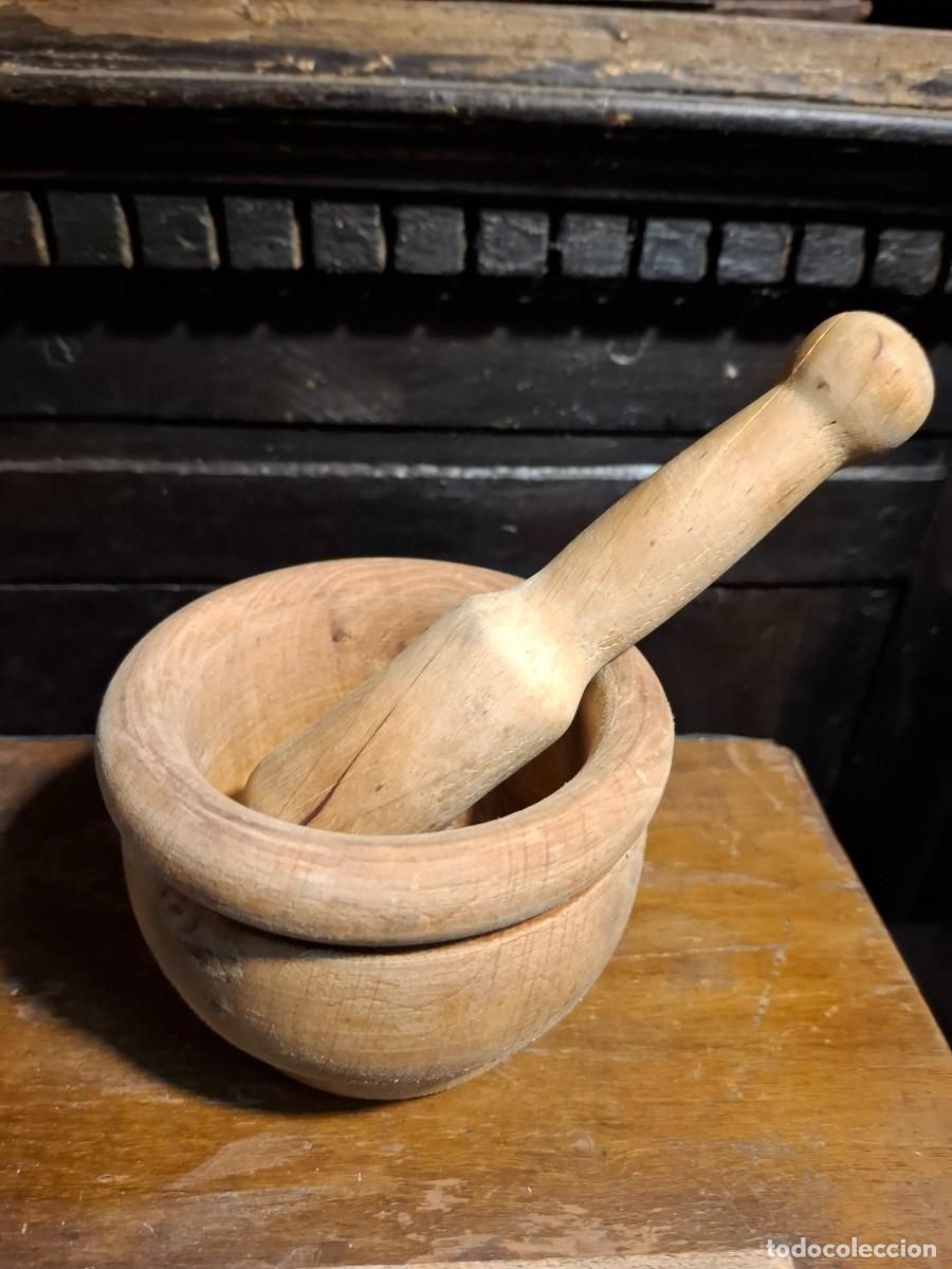 Antig&uuml;edades: Mortero de cocina de madera - Foto 1