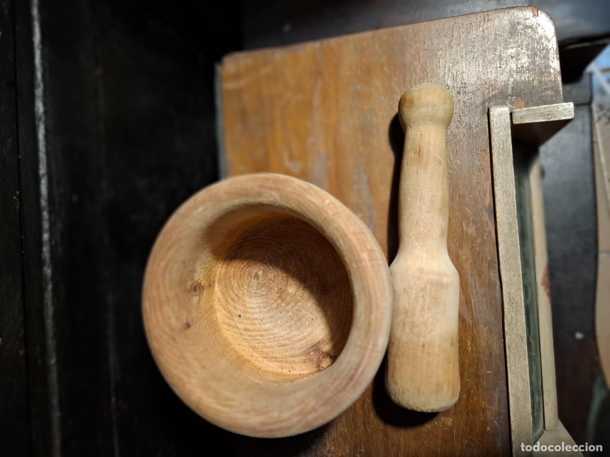 Antig&uuml;edades: Mortero de cocina de madera - Foto 3