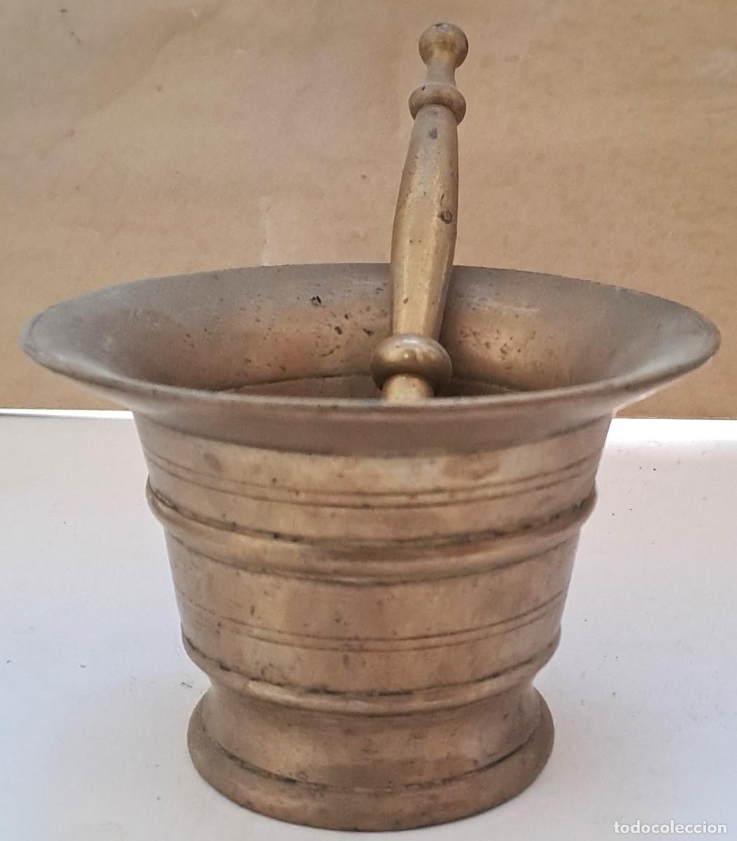 Antig&uuml;edades: ANTIGUO MORTERO O ALMIREZ CON MAZO, BRONCE. MORTERO-11