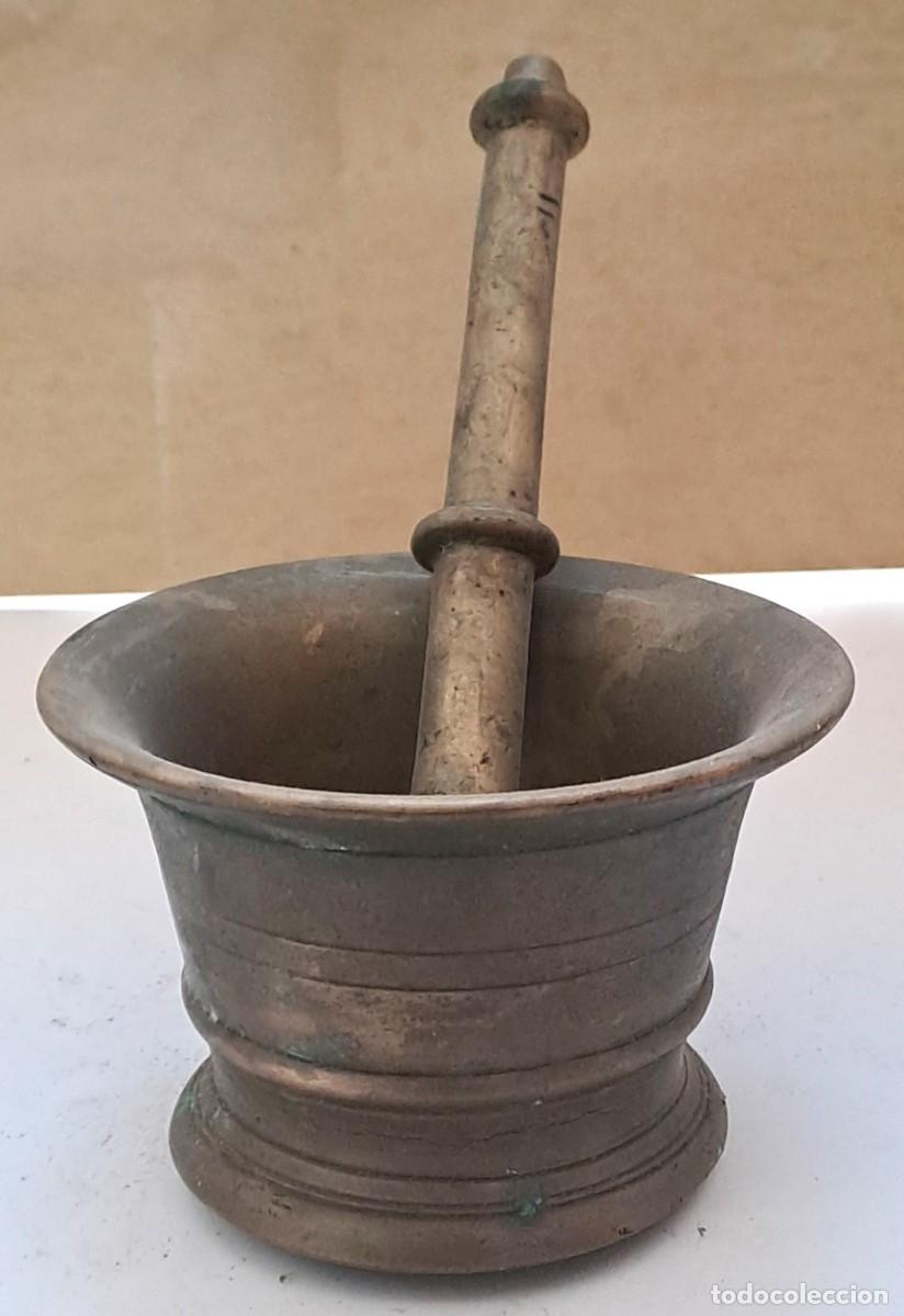 Antig&uuml;edades: ANTIGUO MORTERO O ALMIREZ CON MAZO, BRONCE. MORTERO-12