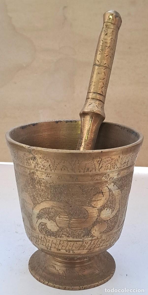 Antig&uuml;edades: ANTIGUO MORTERO O ALMIREZ CON MAZO, BRONCE. MORTERO-13