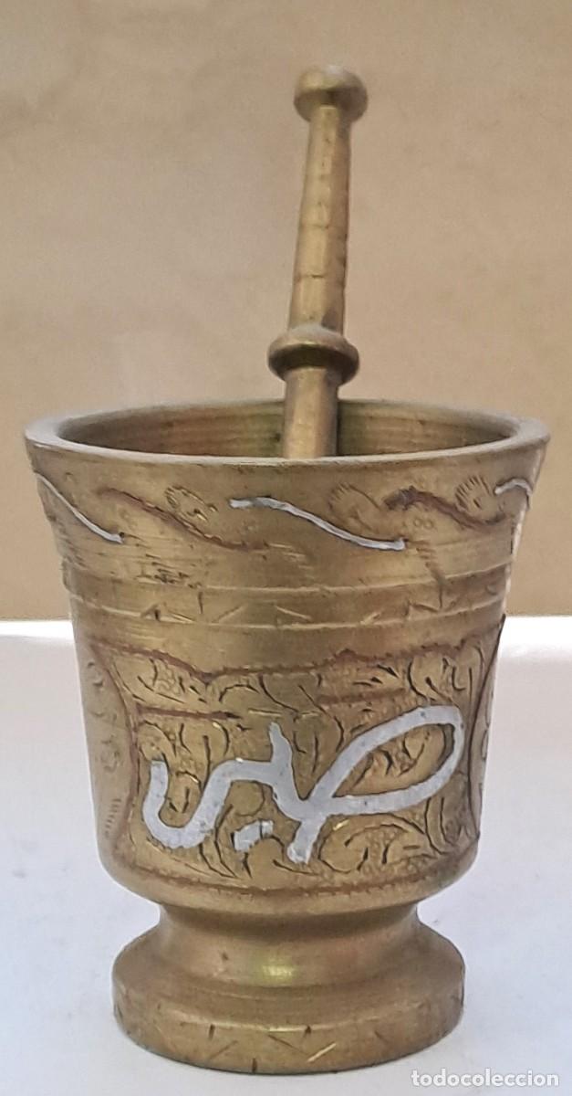 Antig&uuml;edades: ANTIGUO MORTERO O ALMIREZ CON MAZO, BRONCE. MORTERO-14