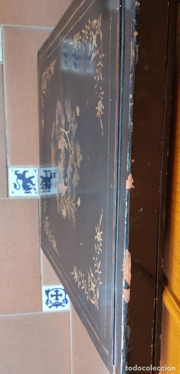Antig&uuml;edades: Caja lacada antigua de mant&oacute;n - Foto 4