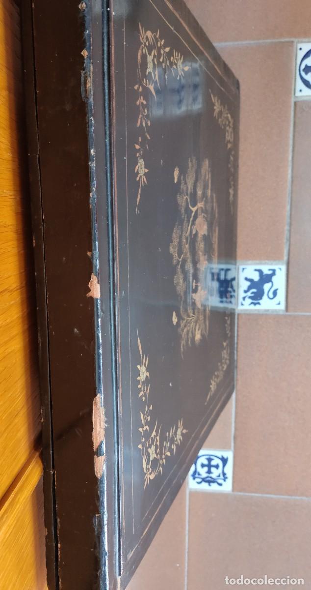 Antig&uuml;edades: Caja lacada antigua de mant&oacute;n - Foto 5