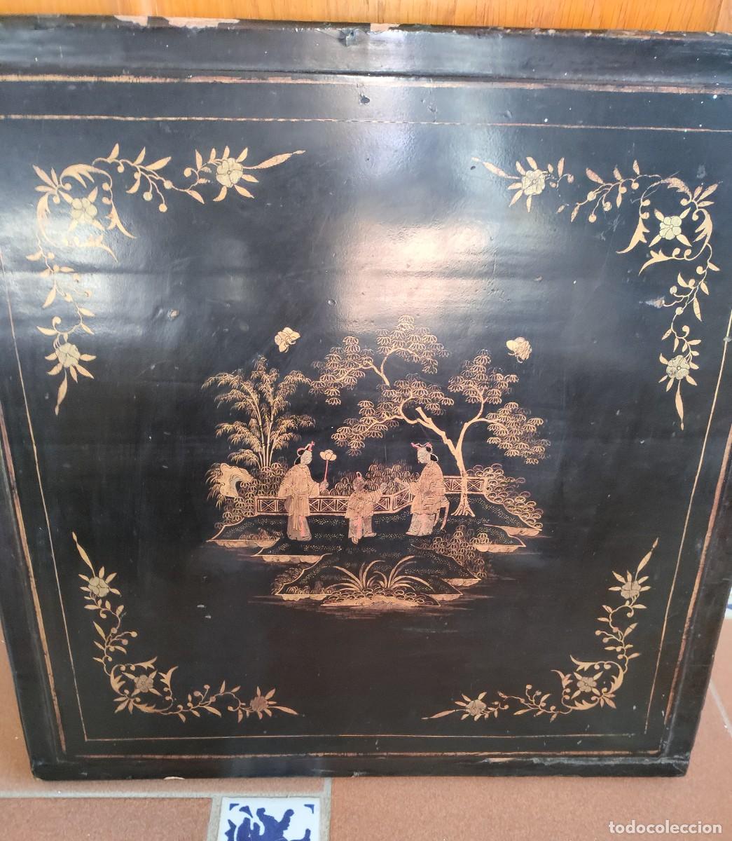 Antig&uuml;edades: Caja lacada antigua de mant&oacute;n - Foto 7