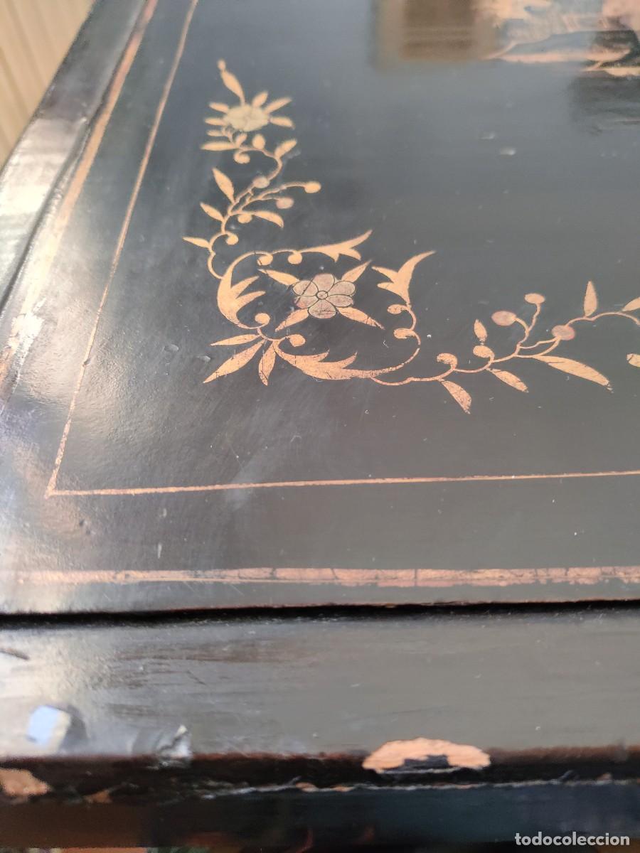 Antig&uuml;edades: Caja lacada antigua de mant&oacute;n - Foto 2