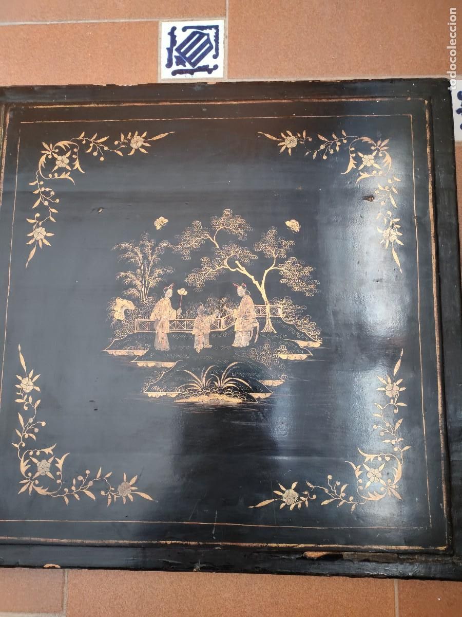 Antig&uuml;edades: Caja lacada antigua de mant&oacute;n - Foto 9