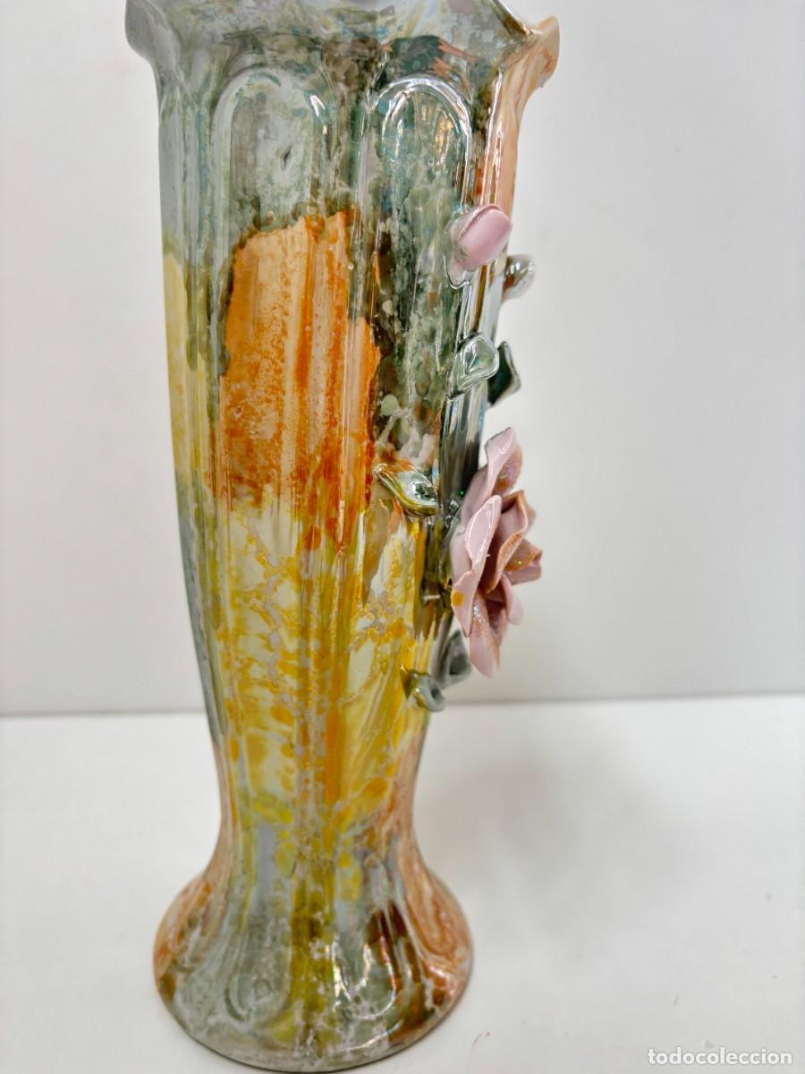 Antig&uuml;edades: JARRON CERAMICA RELIEVE EFECTO NACARADO - Foto 2