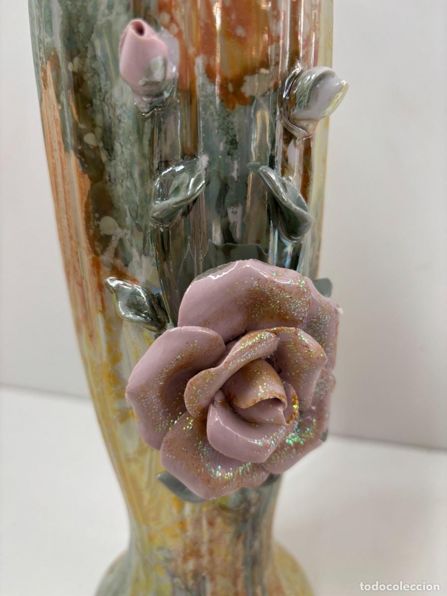 Antig&uuml;edades: JARRON CERAMICA RELIEVE EFECTO NACARADO - Foto 3
