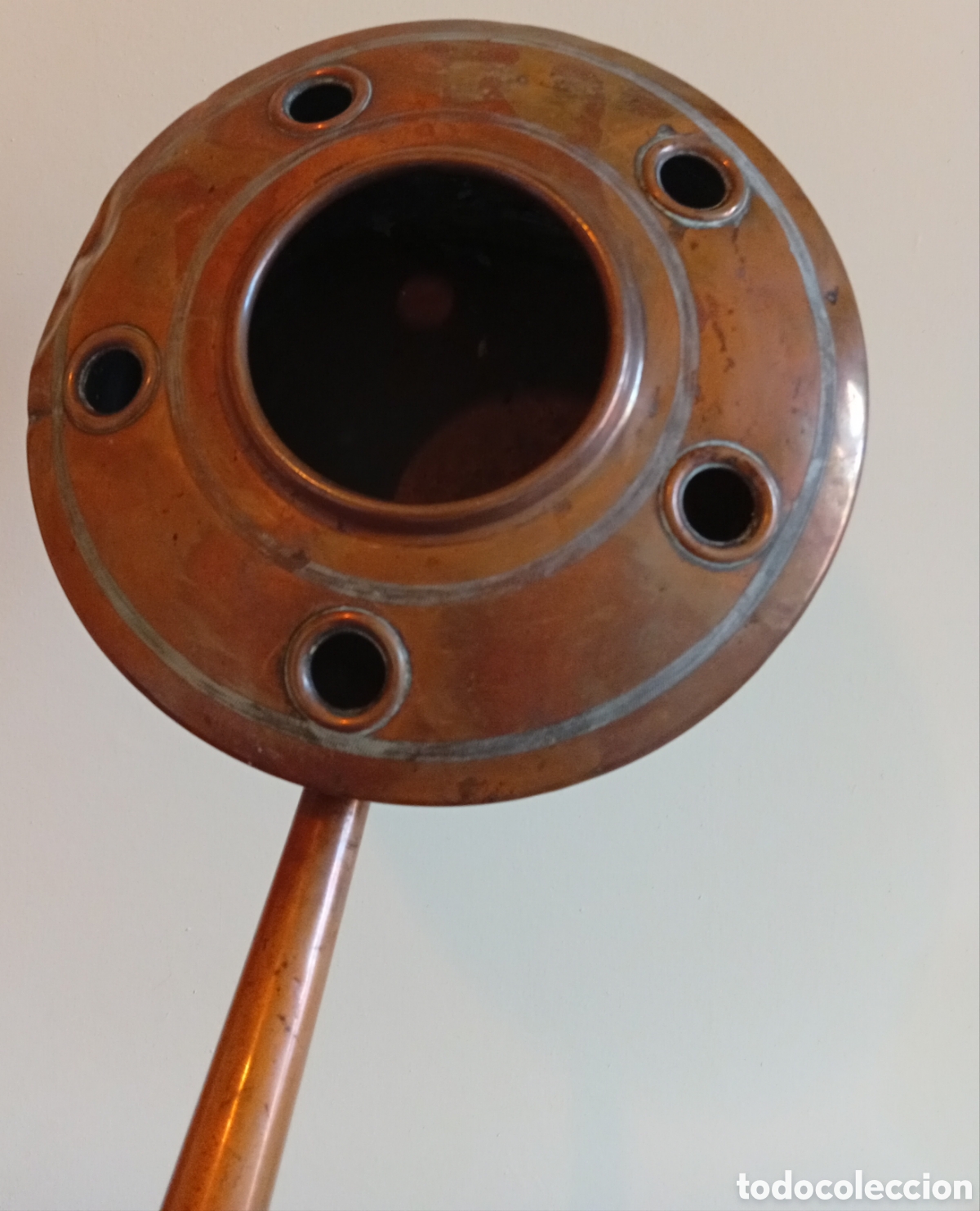 Antig&uuml;edades: Antiguo calentador brasero calentar la cama de metal cobre con mango de madera