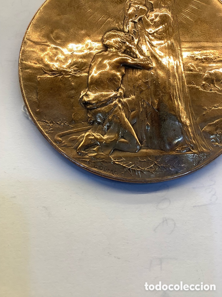 Antig&uuml;edades: Medall&oacute;n religioso bronce plateado - Foto 2
