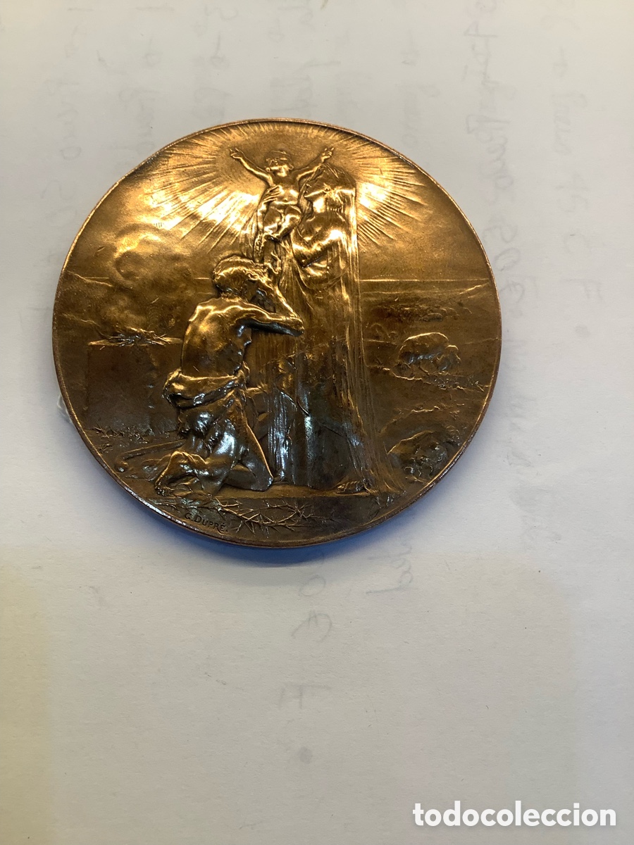 Antig&uuml;edades: Medall&oacute;n religioso bronce plateado - Foto 1