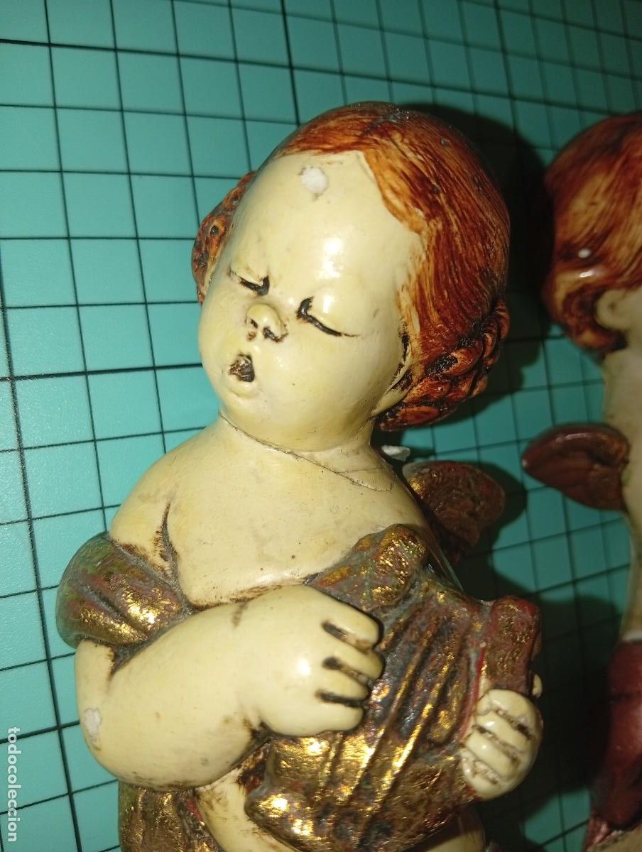 Antig&uuml;edades: Pareja de &aacute;ngeles querubines - Foto 2