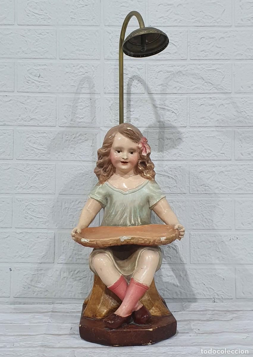 Antig&uuml;edades: Figura escultura ni&ntilde;a terracota art nouveau