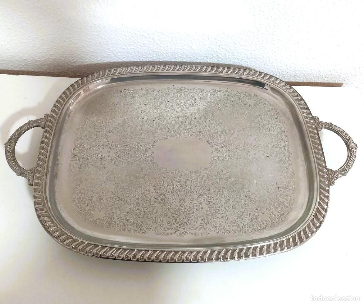 Antig&uuml;edades: Bandeja plaqu&eacute; vintage con asas - Foto 1