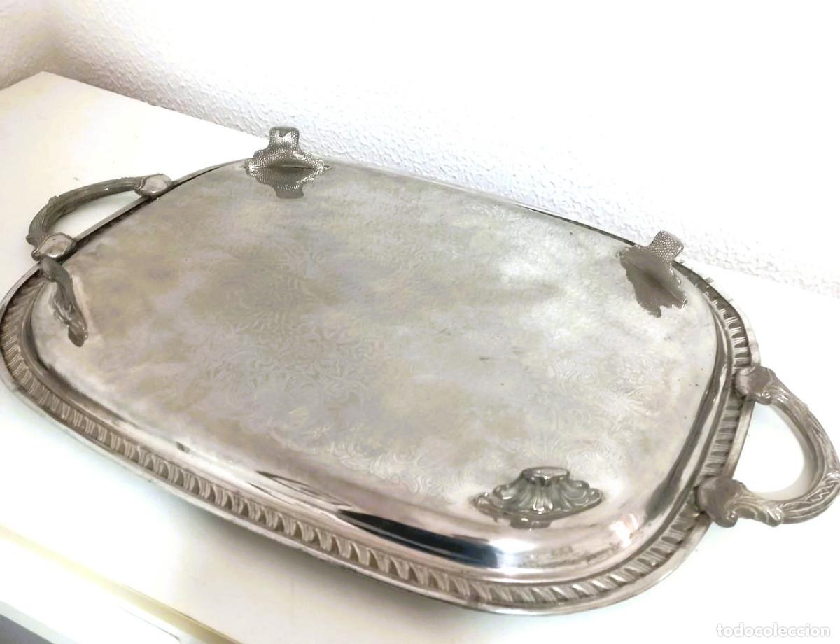 Antig&uuml;edades: Bandeja plaqu&eacute; vintage con asas - Foto 4