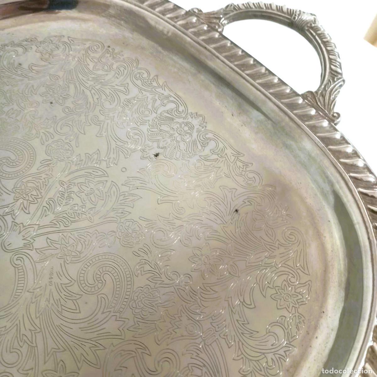 Antig&uuml;edades: Bandeja plaqu&eacute; vintage con asas - Foto 9