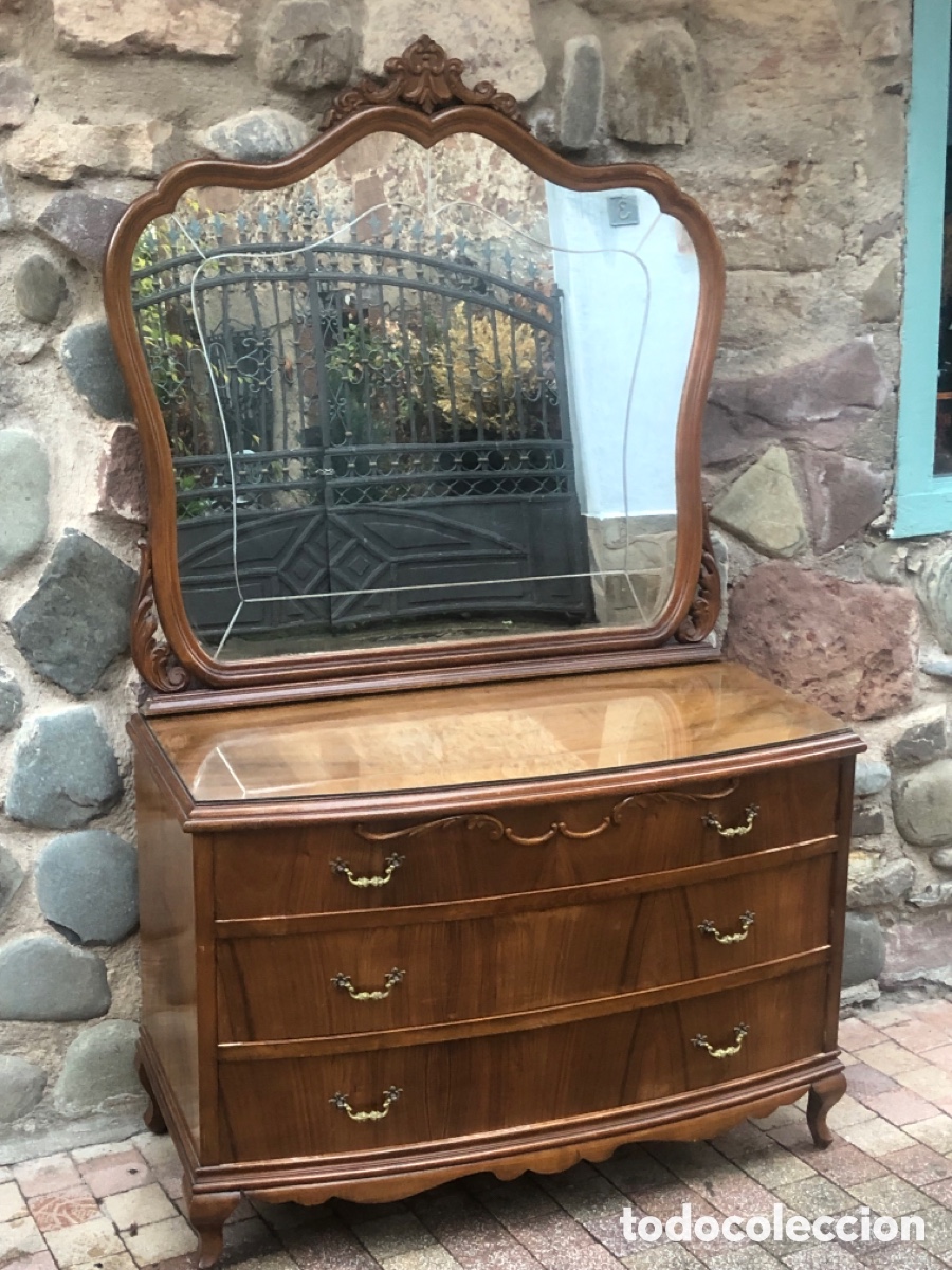 Antig&uuml;edades: ANTIGUA C&Oacute;MODA CON ESPEJO TALLADO - Foto 3