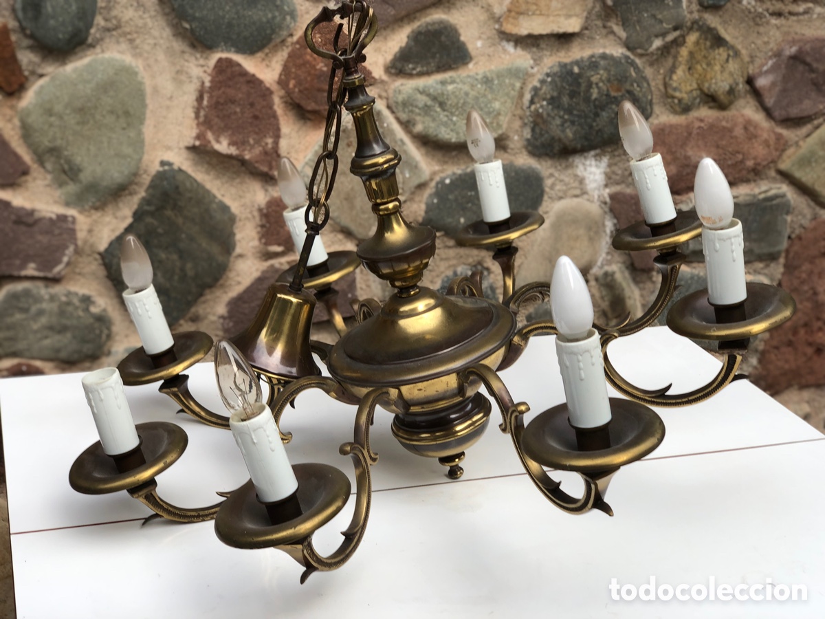 Antig&uuml;edades: ANTIGUA L&Aacute;MPARA DE TECHO DE BRONCE. - Foto 5