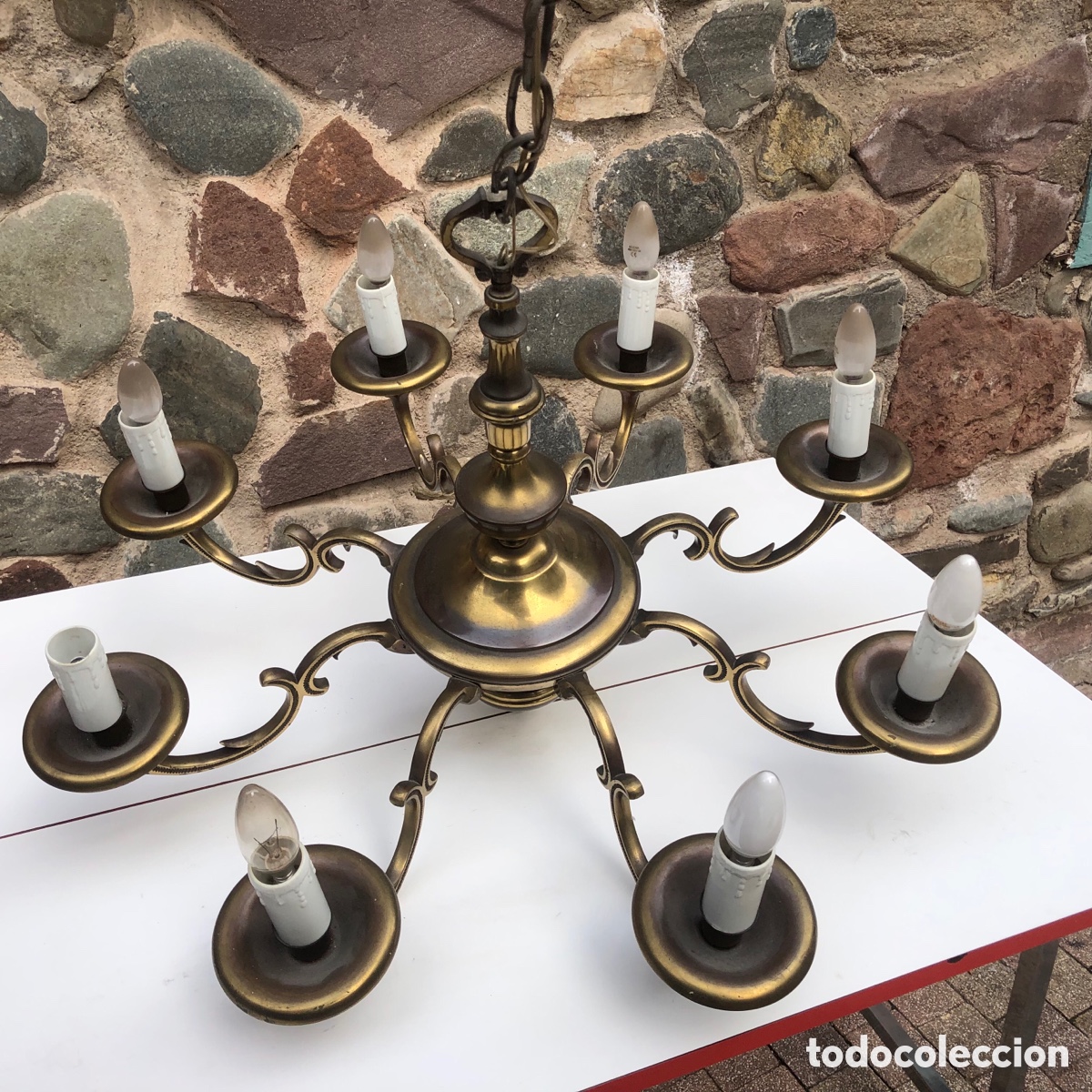 Antig&uuml;edades: ANTIGUA L&Aacute;MPARA DE TECHO DE BRONCE. - Foto 6