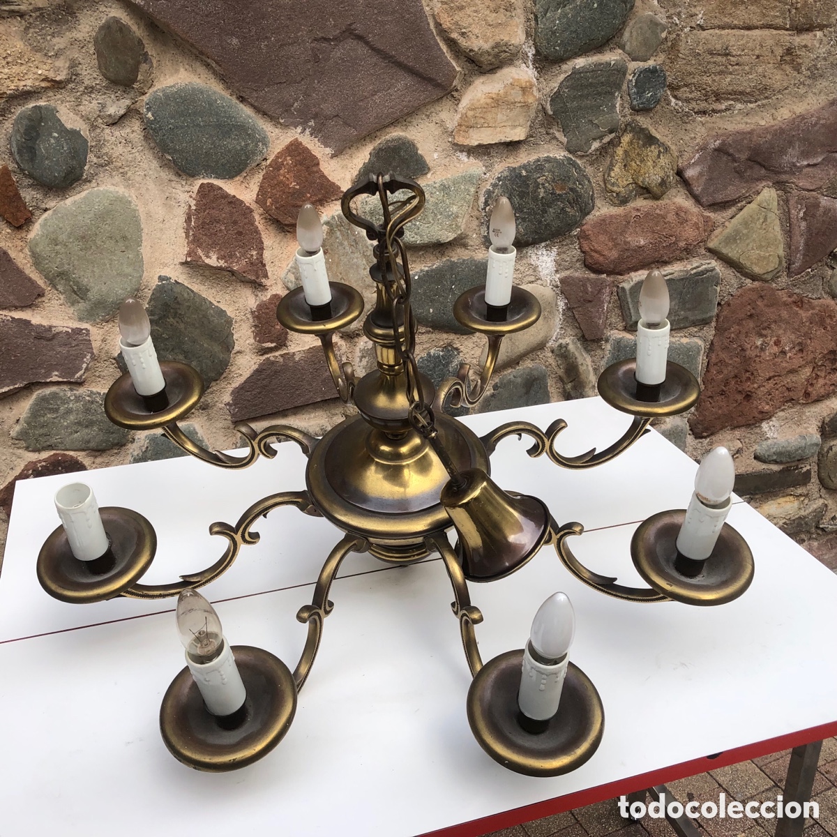 Antig&uuml;edades: ANTIGUA L&Aacute;MPARA DE TECHO DE BRONCE. - Foto 7