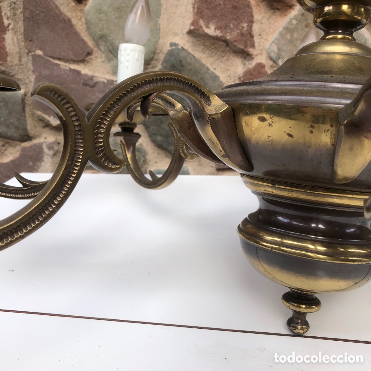 Antig&uuml;edades: ANTIGUA L&Aacute;MPARA DE TECHO DE BRONCE. - Foto 11