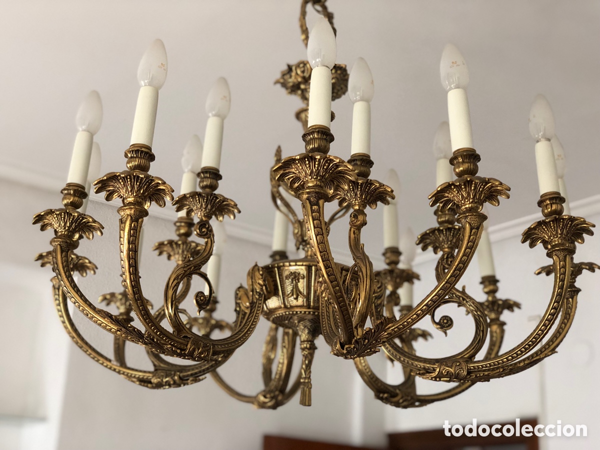 Antig&uuml;edades: ANTIGUA GRAN L&Aacute;MPARA DE TECHO DE BRONCE - Foto 7