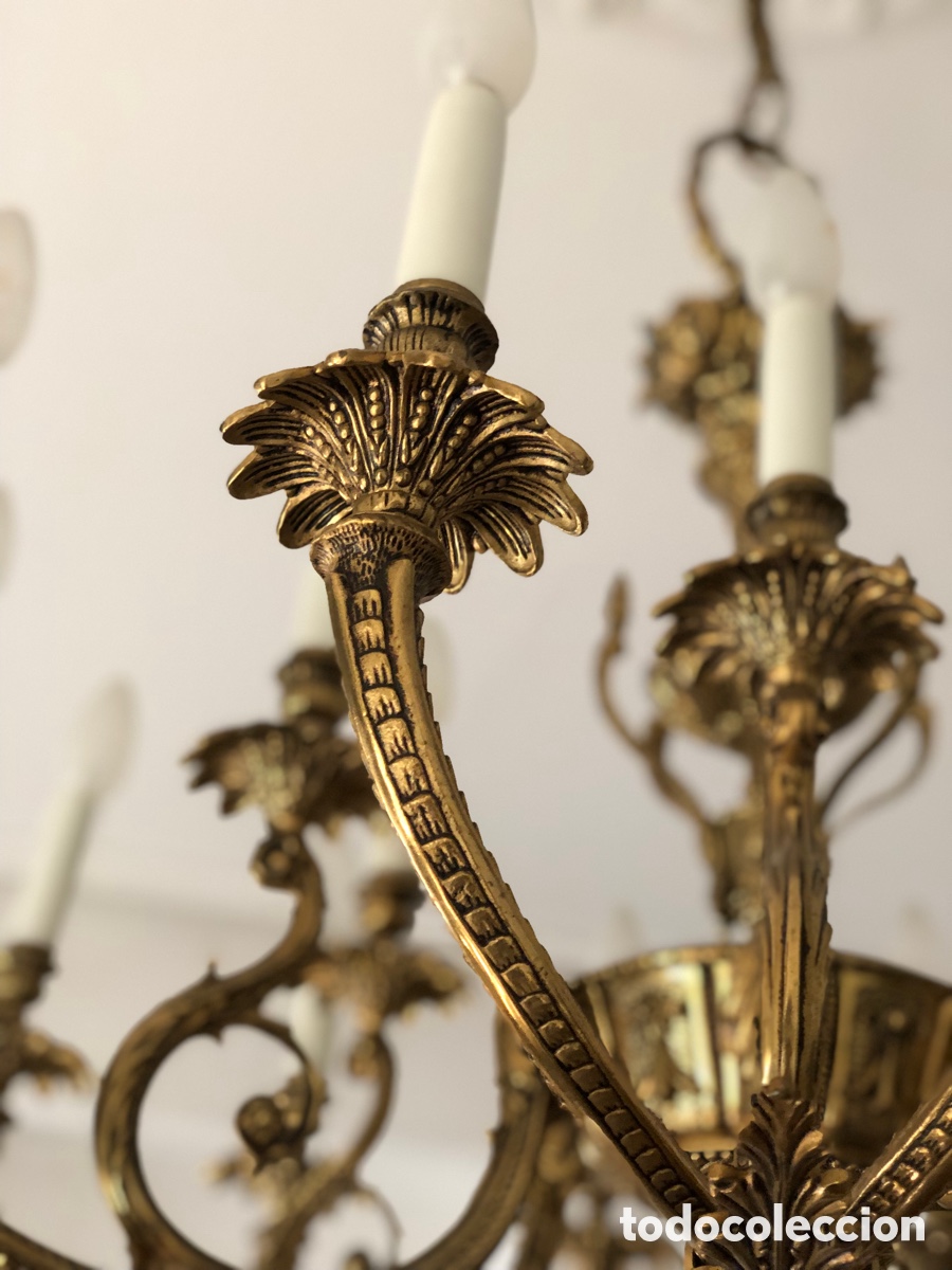 Antig&uuml;edades: ANTIGUA GRAN L&Aacute;MPARA DE TECHO DE BRONCE - Foto 9