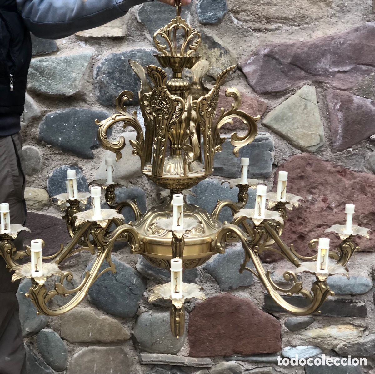 Antig&uuml;edades: ANTIGUA GRAN L&Aacute;MPARA DE TECHO DE BRONCE - Foto 12