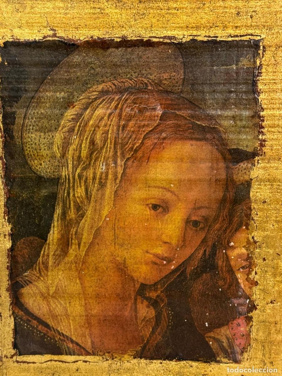 Antig&uuml;edades: Virgen. L&aacute;mina sobre madera, - Foto 1