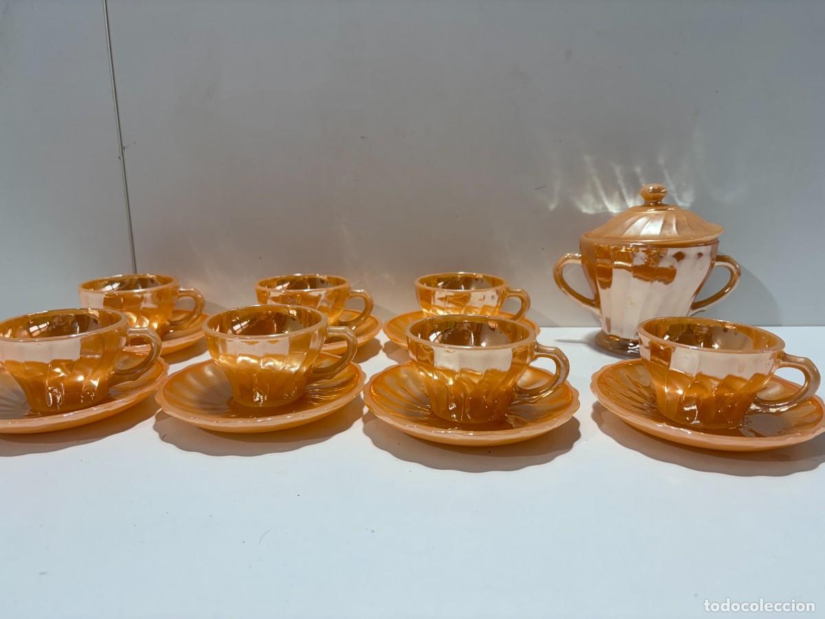 Antig&uuml;edades: JUEGO CAFE OPALINA NACARADA ANCHOR HOCKING - Foto 3