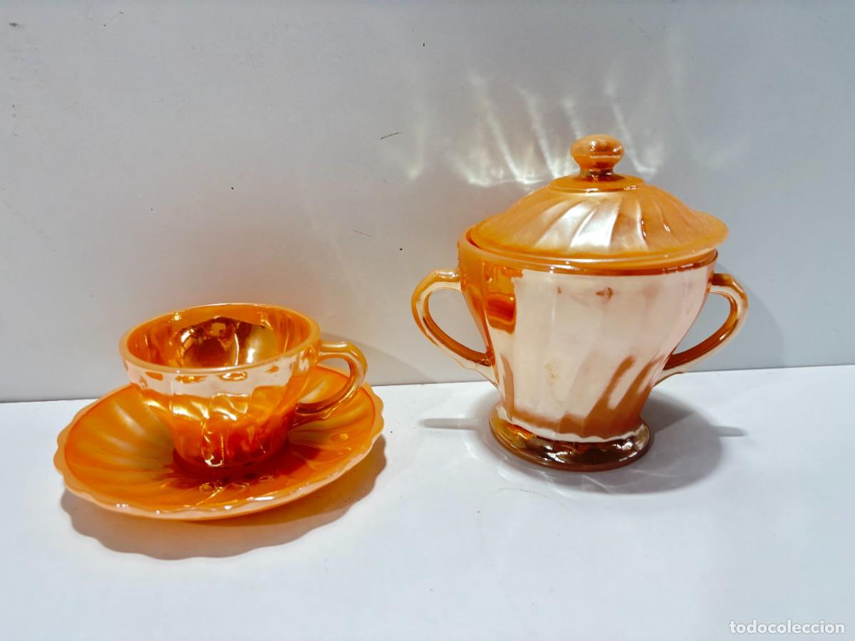 Antig&uuml;edades: JUEGO CAFE OPALINA NACARADA ANCHOR HOCKING - Foto 4
