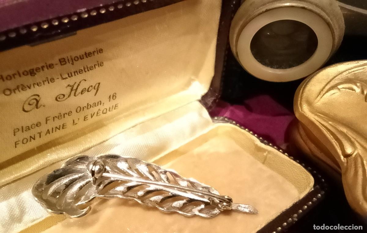 Antig&uuml;edades: Elegante Broche de Plata con Forma de Pluma - Foto 2