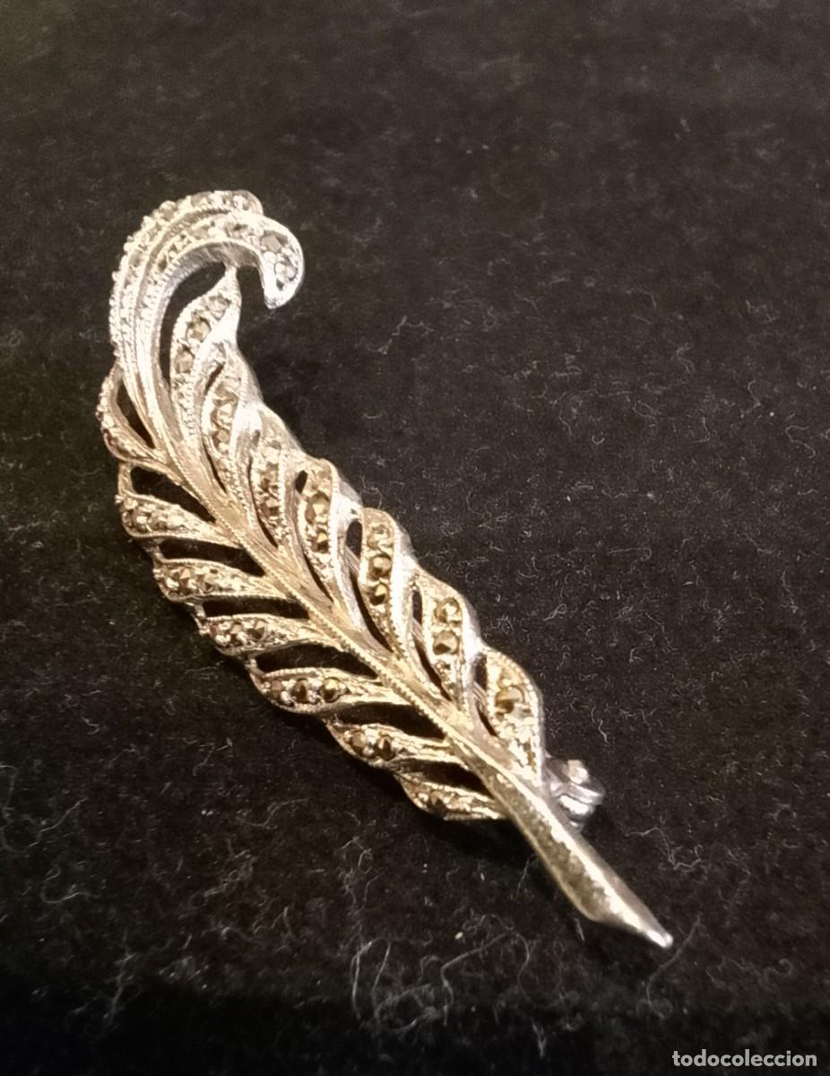 Antig&uuml;edades: Elegante Broche de Plata con Forma de Pluma - Foto 6