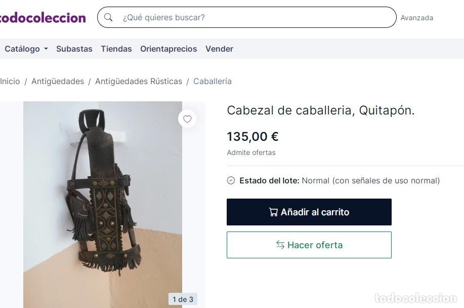 Antig&uuml;edades: Antiguo cabezal de mula de cuero - Foto 3