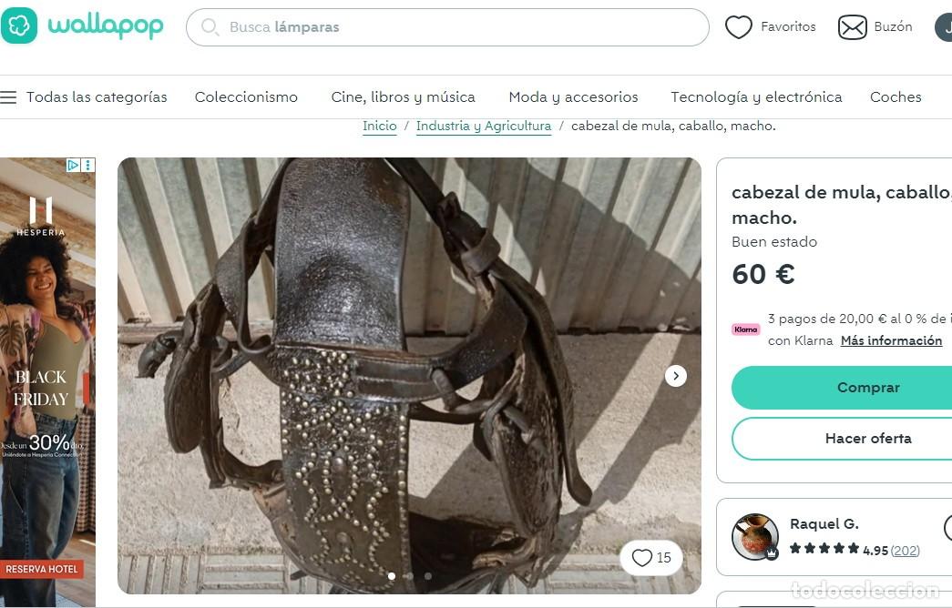 Antig&uuml;edades: Antiguo cabezal de mula de cuero - Foto 4