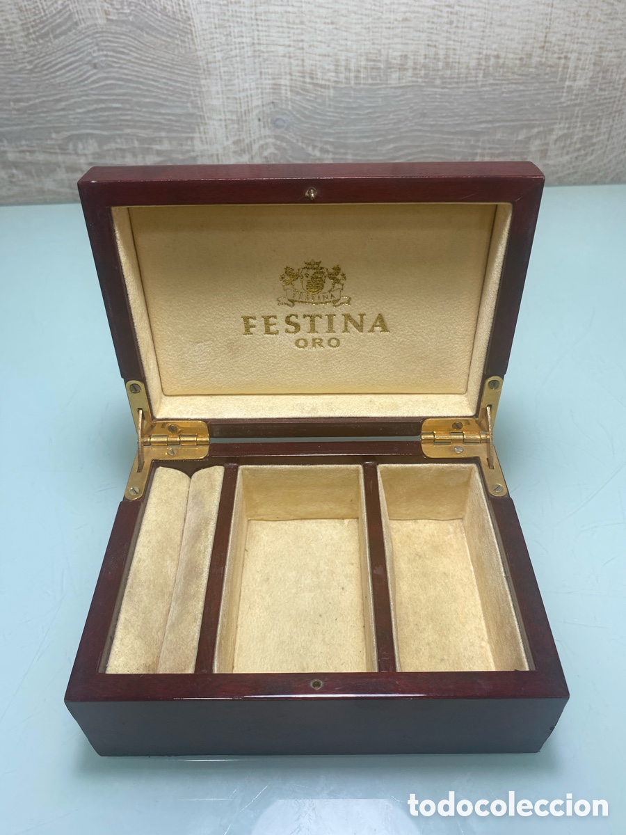 Antig&uuml;edades: Caja madera reloj Festina Oro - Foto 2
