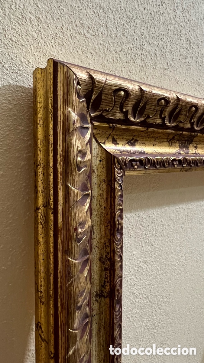 Antig&uuml;edades: ANTIGUO MARCO DE MADERA DORADO - Foto 4