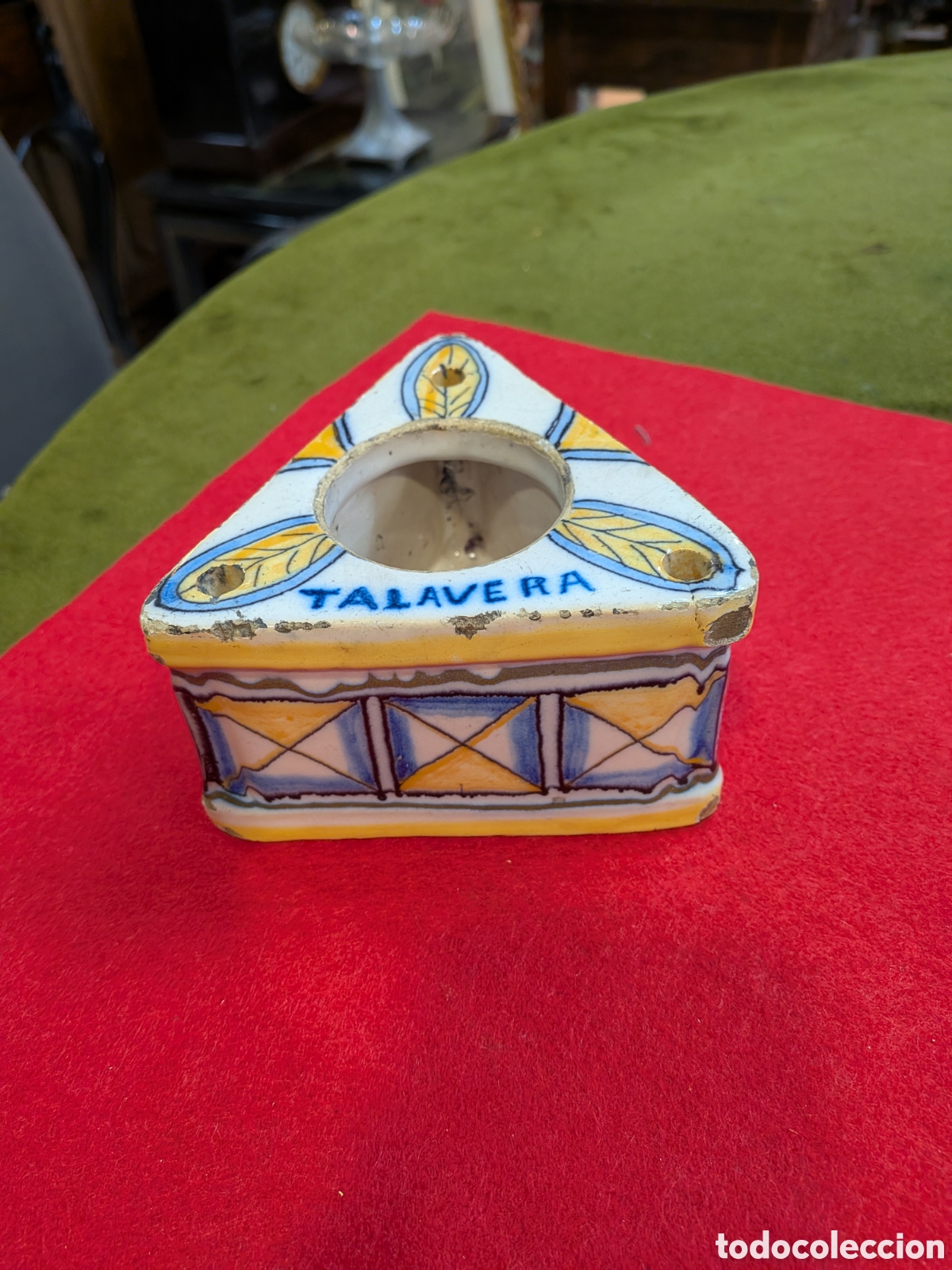 Antig&uuml;edades: Tintero antiguo en ceramica de talavera. REF-2084 - Foto 1