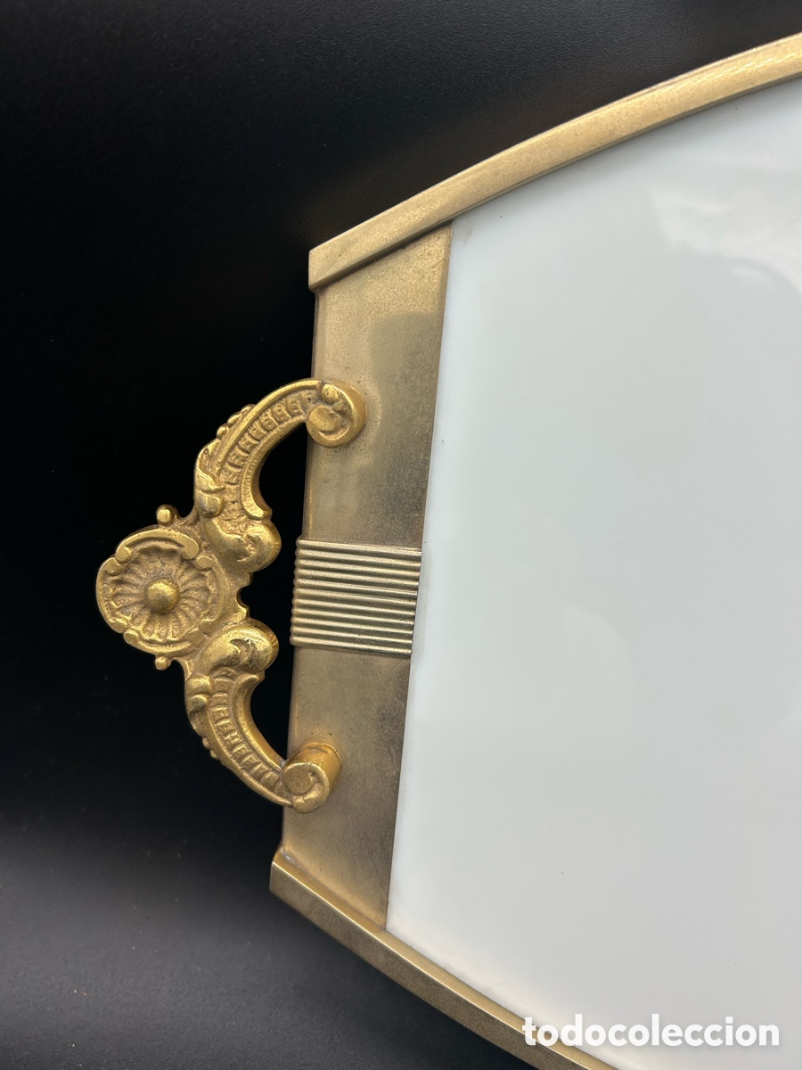 Antig&uuml;edades: Bandeja de metal, dorado en los bordes - Foto 2