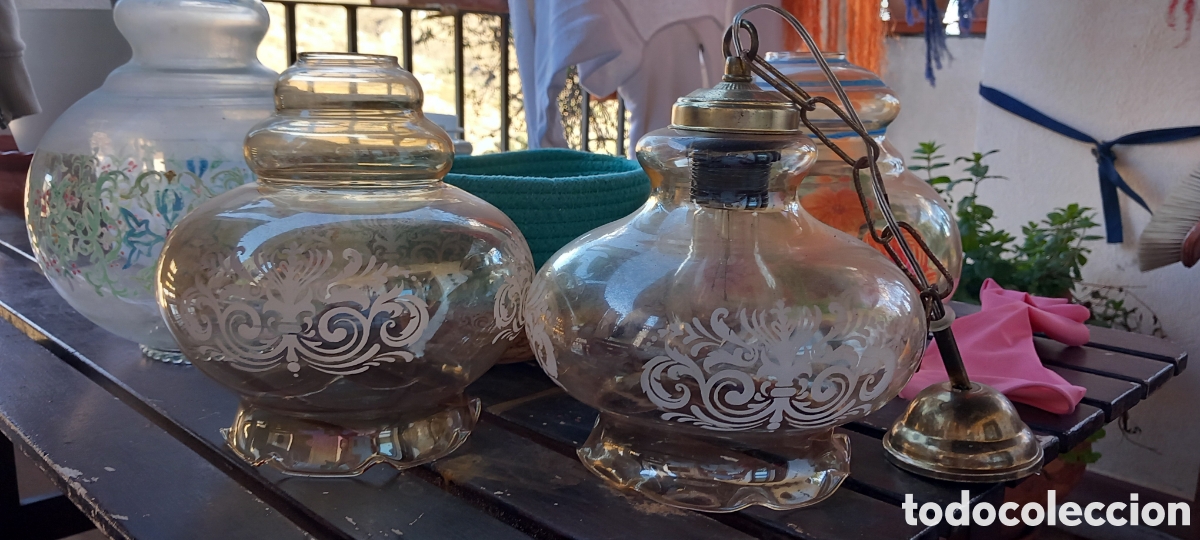 Antig&uuml;edades: Tulipas lamparas de cristal - Foto 5