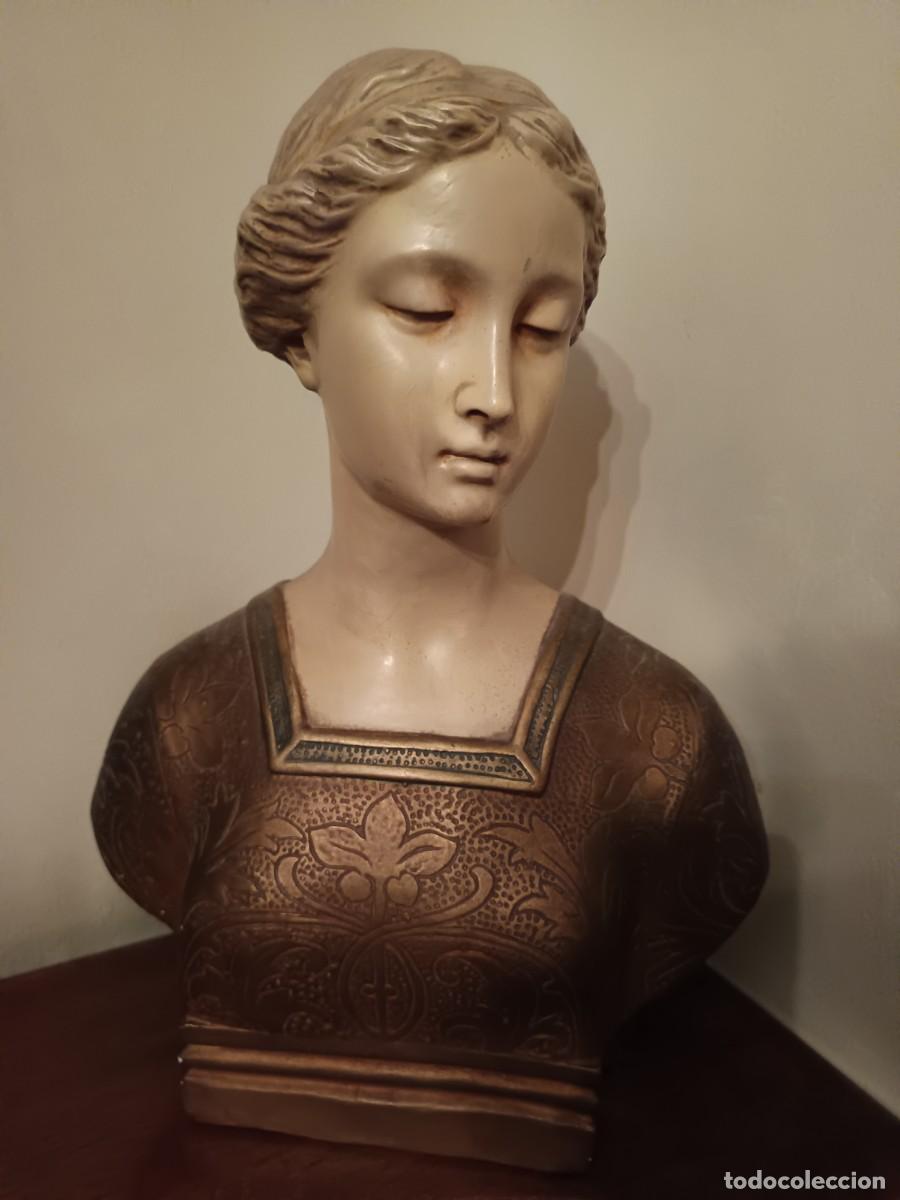 Antig&uuml;edades: Busto femenino estilo renacentista &ndash; Figura decorativa vintage en escayola